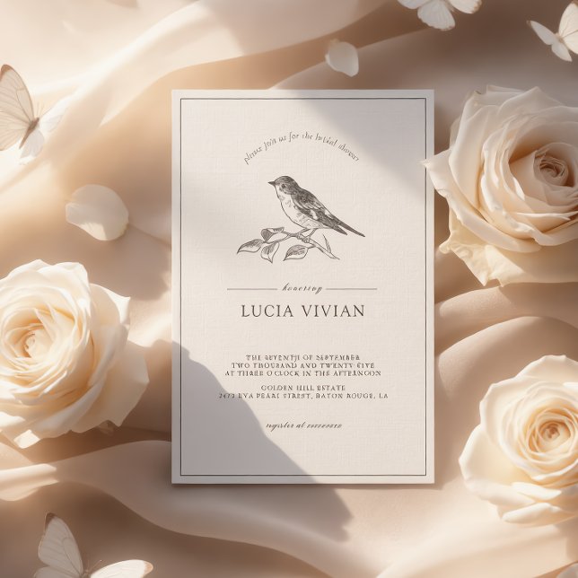 Invitation Mariage Vintage Oiseaux Noir Et Blanc (Créateur téléchargé)
