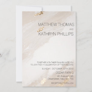 Invitation Mariage Vintage Or Beige
