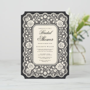 Invitation Mariage Vintage Papier Dentelle Noir