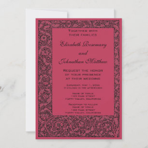 Invitation Mariage vintage, Parchemin Floral Fleur Victorien