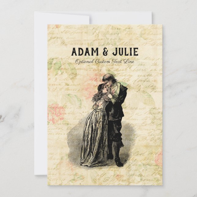 Invitation Mariage Vintage Personnalisable Couple Ancien (Devant)