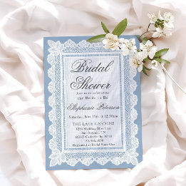 Invitation Mariage Vintage Poussiéreux Bleu Blanc