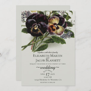 Invitation Mariage vintage Purple Pansy