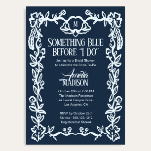 Invitation Mariage Vintage Quelque Chose de Bleu Floral