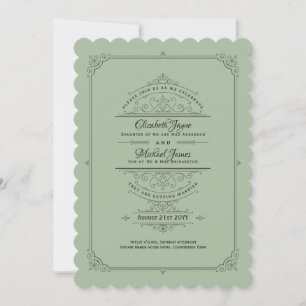 Invitation Mariage vintage Regency Sage Green