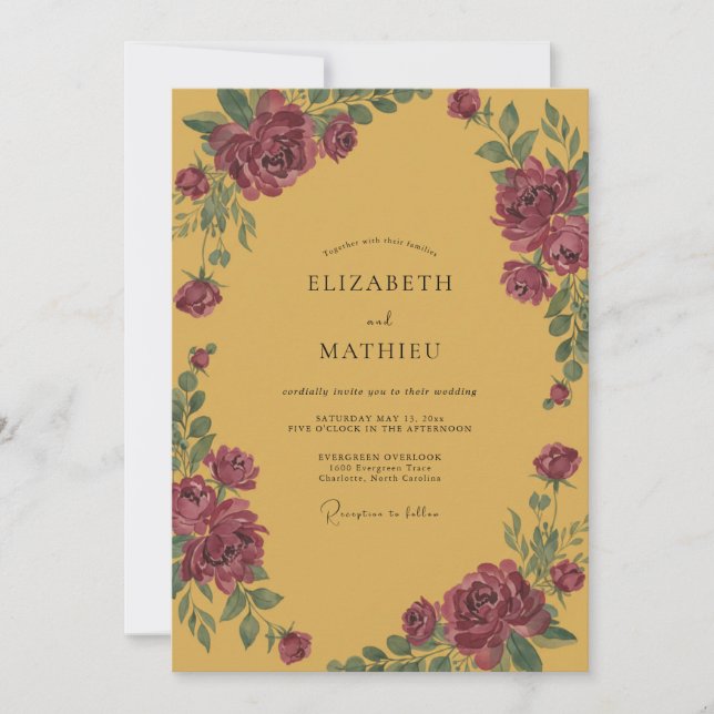 Invitation Mariage Vintage Riche en Moutarde (Devant)