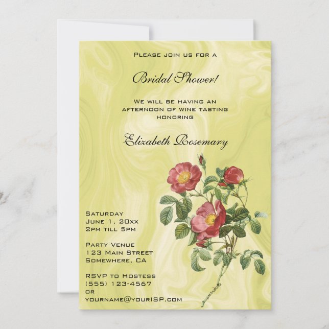 Invitation Mariage Vintage, Rose de l'Amour par Redoute (Devant)