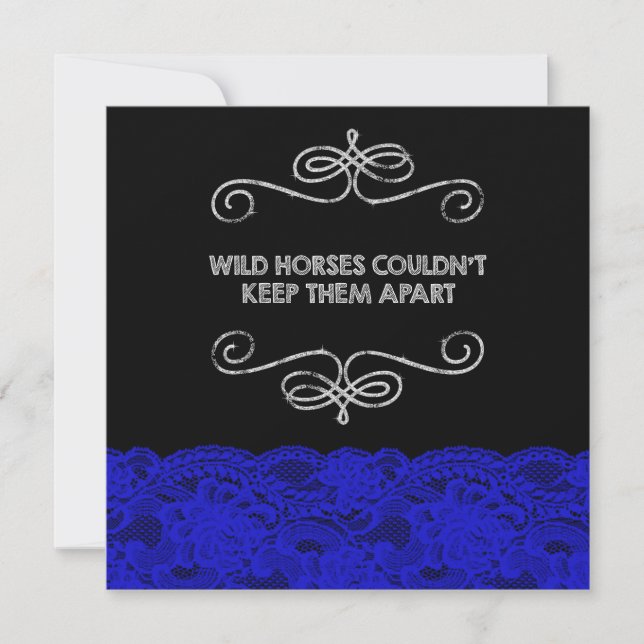 Invitation Mariage Vintage Royal Blue et noir (Devant)