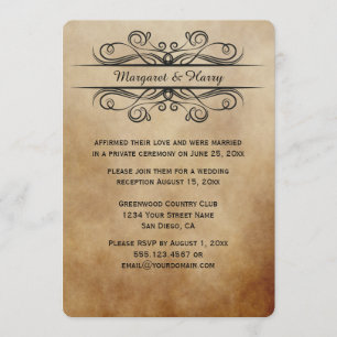 Invitation Mariage Vintage Rustique Brun avec Enluminures Noi