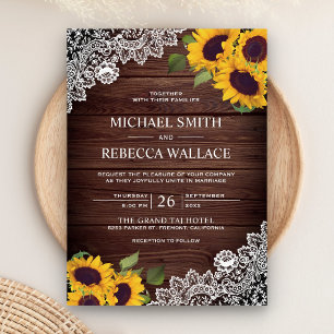 Invitation Mariage Vintage Rustique Campagnard Bois Dentelle