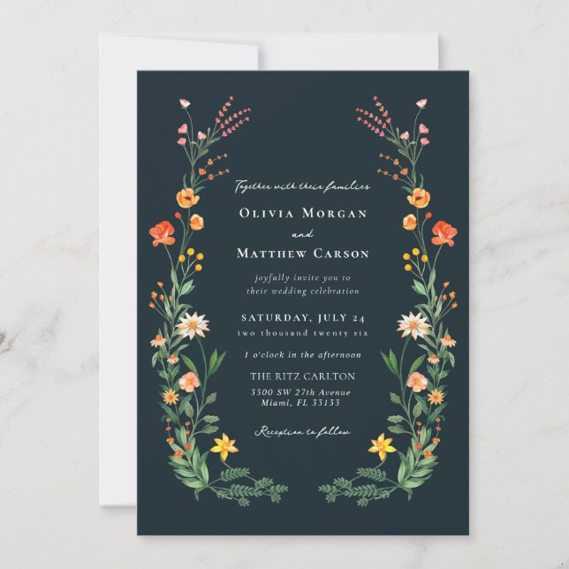 Invitation Mariage vintage Secret Garden (Devant)