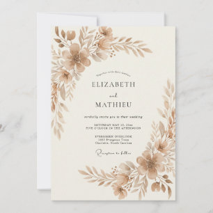Invitation Mariage Vintage Sépia Délicat