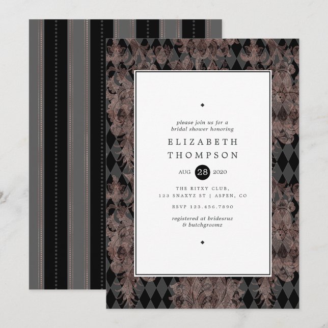Invitation Mariage Vintage Shabby-Chic (Devant / Derrière)