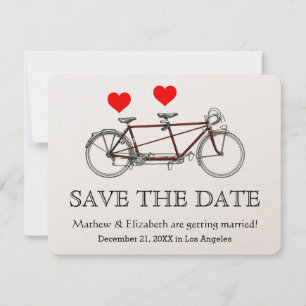 Invitation Mariage vintage Tandem À Vélo Enregistrer La Date