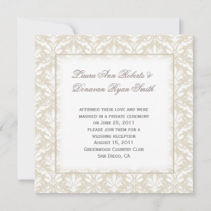 Invitation Mariage Vintage Tanné et Blanc Damassé