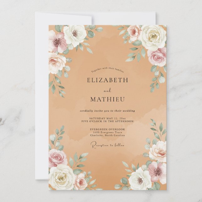 Invitation Mariage Vintage Terre Cuite (Devant)