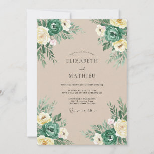 Invitation Mariage Vintage Terreux Sarcelle