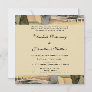 Invitation Mariage Vintage, Tons de Terre, Art Cubisme