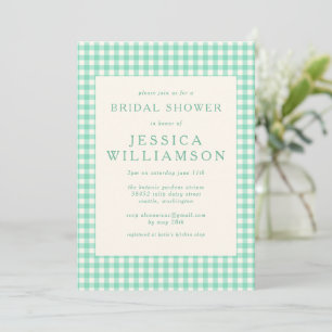 Invitation Mariage Vintage Vert Menthe Gingham Carreaux