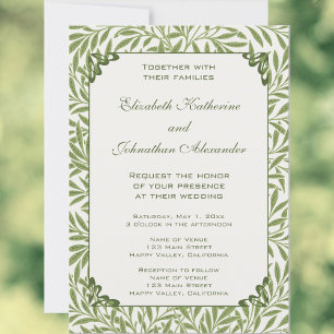 Invitation Mariage vintage, Victorian Willow Feuille Motif