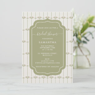 Invitation Mariage Vintage Victorien à rayures botaniques