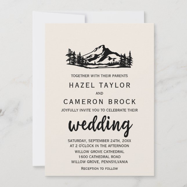 Invitation Mariage vintage Wilderness (Devant)