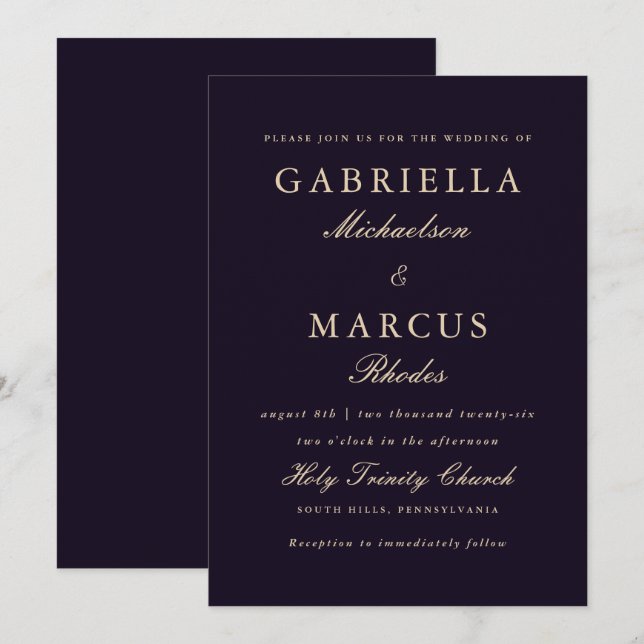 Invitation Mariage violent simple et élégant (Devant / Derrière)