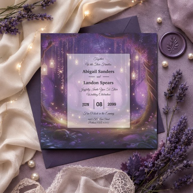 Invitation Mariage Violet à Minuit Forêt Enchantée (Créateur téléchargé)
