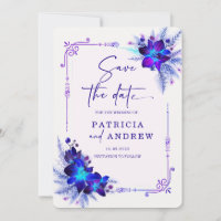 Mariage violet bleu orchidée Enregistrer la date