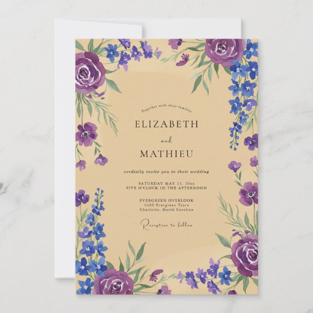 Invitation Mariage Violet Champagne Wisteria (Devant)