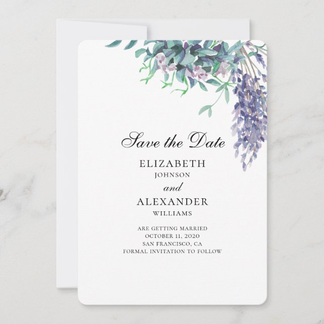 Invitation Mariage violet et sarcelle. Enregistrez la date fl (Devant)