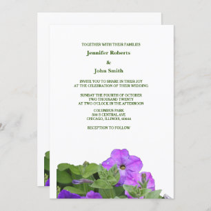 Invitation Mariage violet Floral Sage vert Violet Fleurs