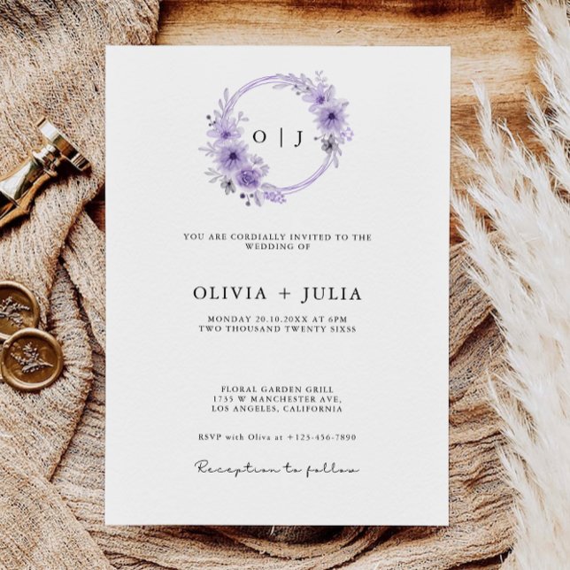 Invitation Mariage violet invite Modèle (Purple Wedding Invites Template)