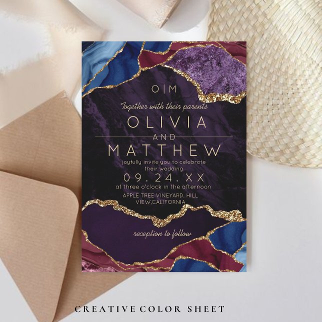 Invitation Mariage violet Inviter Monogramme Moderne (Créateur téléchargé)