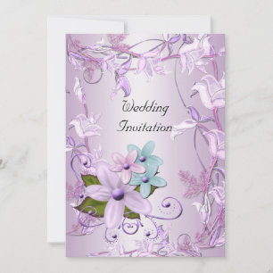Invitation Mariage Violet Mauve Floral
