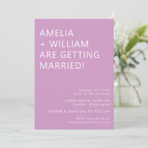 Invitation Mariage Violet Moderne Minimaliste Tendance Audaci