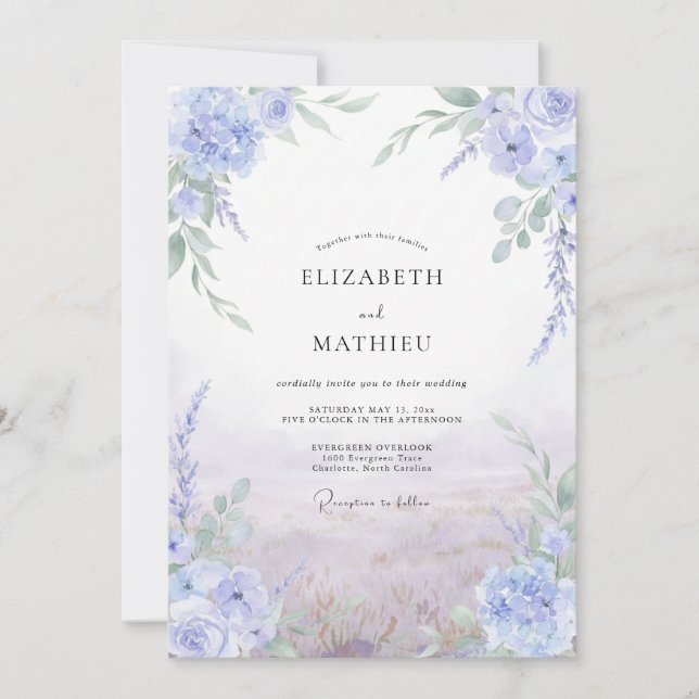 Invitation Mariage Violet Pervenche Wisteria (Devant)