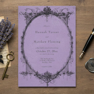 Invitation Mariage Violet Toile Gothique Noir Vintage