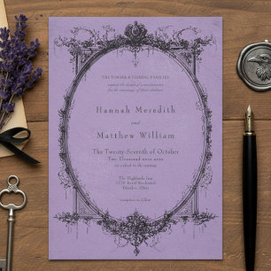 Invitation Mariage Violet Toile Gothique Vintage Noir
