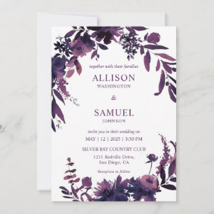 Invitation Mariage violet violet orchidée blanche personnalis
