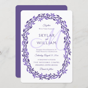Invitation Mariage violet Woodsy Ultra Violet Wreath
