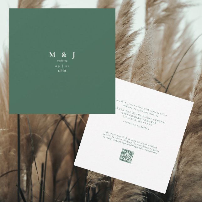 Invitation Mariage Viridian Carré Élégant & Simple (Créateur téléchargé)