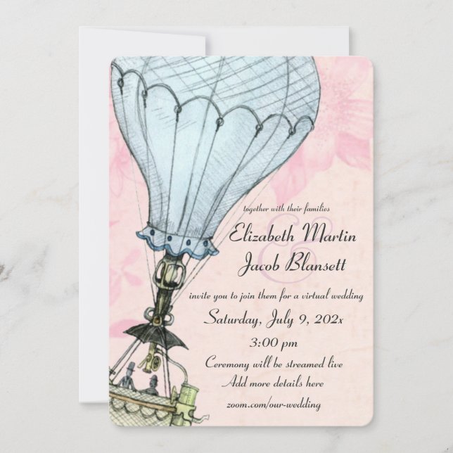 Invitation Mariage virtuel à air chaud vintage (Devant)
