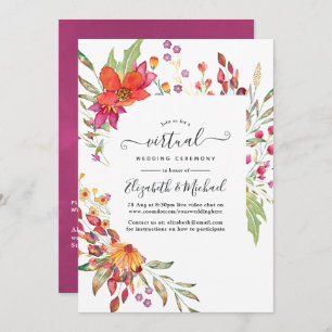 Invitation Mariage virtuel Aquarelle Wild Flower