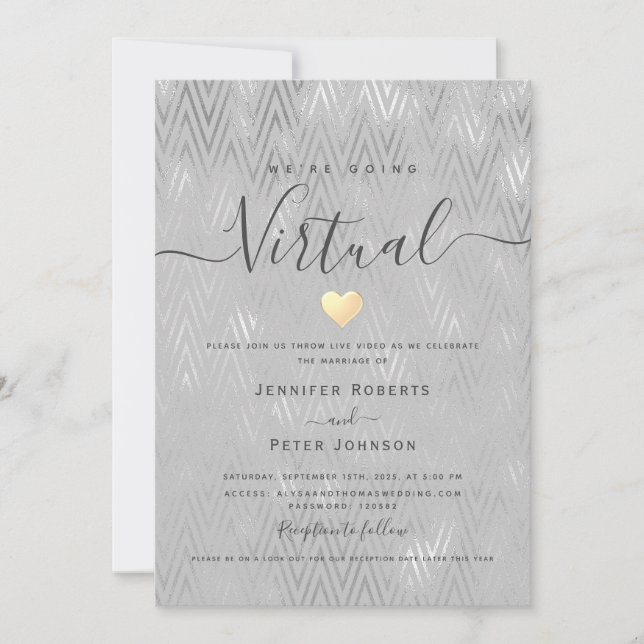 Invitation Mariage Virtuel Argent (Devant)
