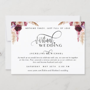 Invitation Mariage virtuel Berry, Purple et Blush Floral