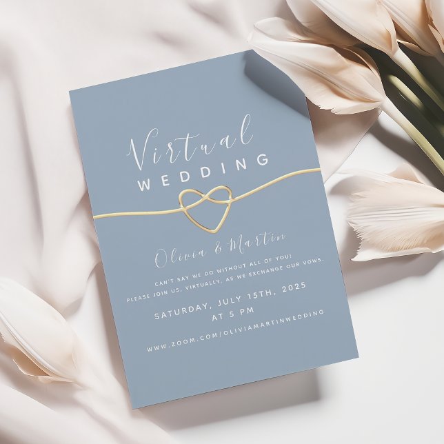 Invitation Mariage Virtuel Bleu Poussiéreux (Créateur téléchargé)