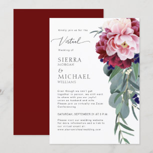 Invitation Mariage virtuel Blush Pink Burgundy Folial Folio