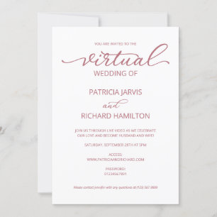 Invitation Mariage Virtuel de Calligraphie Élégante Simple