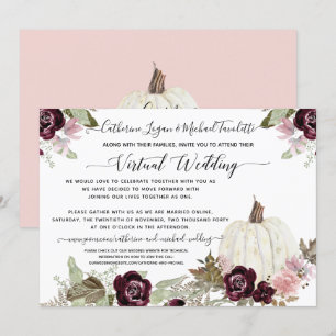 Invitation Mariage Virtuel de Citrouille Florale aux Reflets 